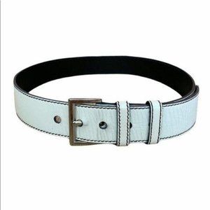 Prada White Leather Black Stitching Belt 85 / 34